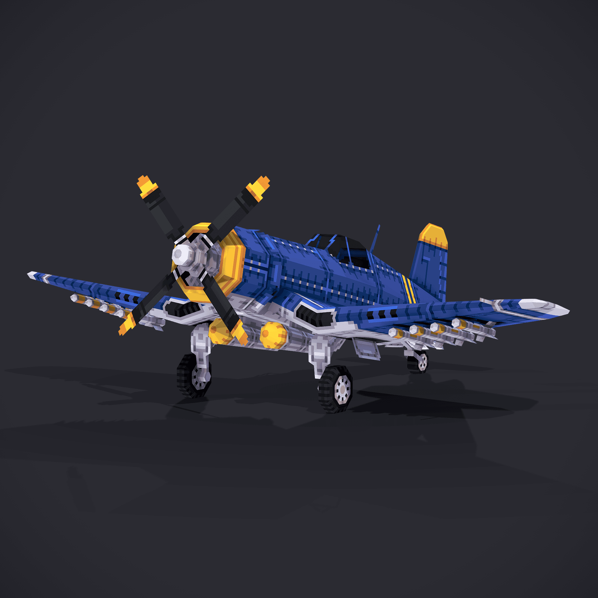 stylized image of a lowpoly Fighter plane 3D asset