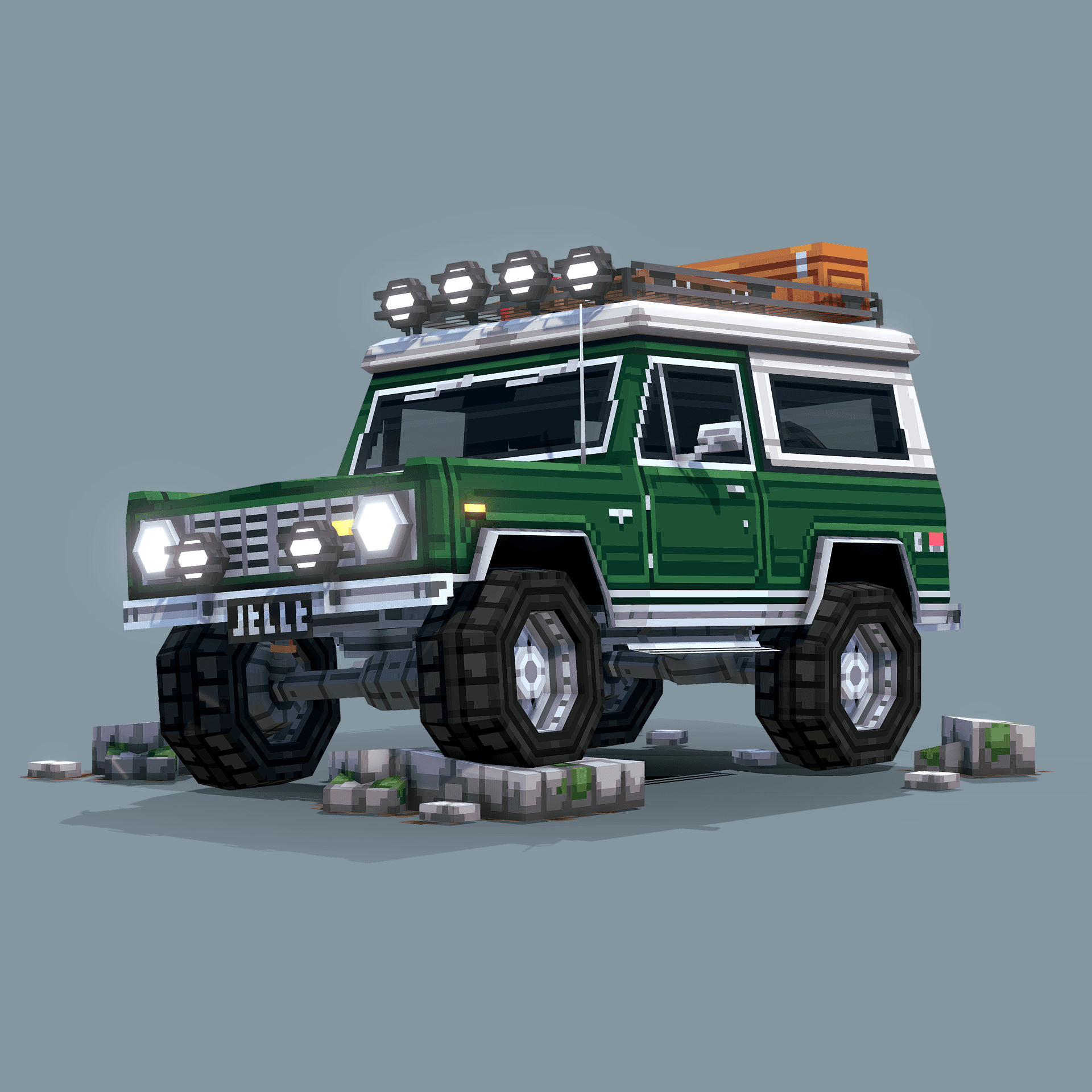 stylized image of a lowpoly Jeep 3D asset