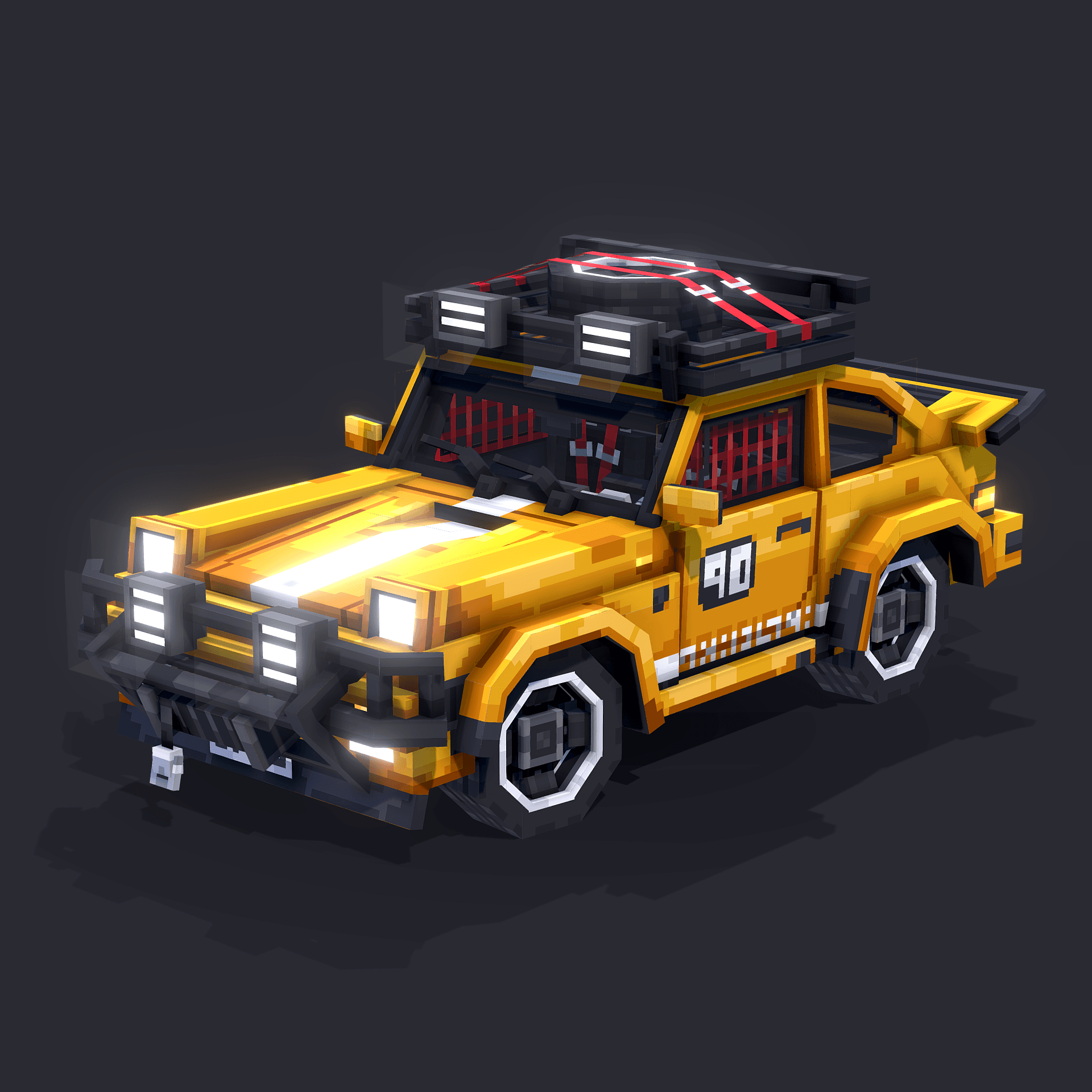 stylized image of a lowpoly Offroad Racecar 3D asset