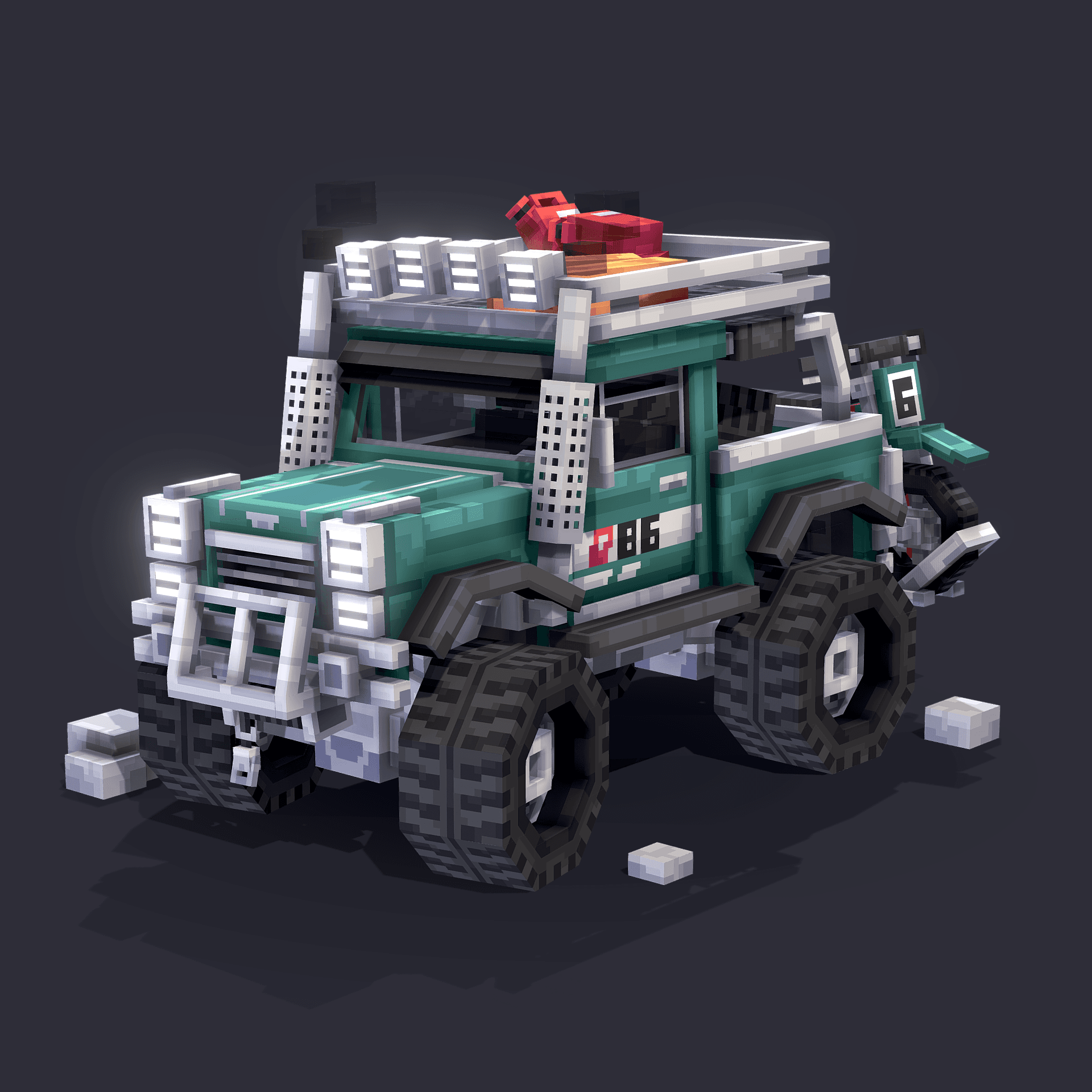 stylized image of a lowpoly Offroad Truck 3D asset